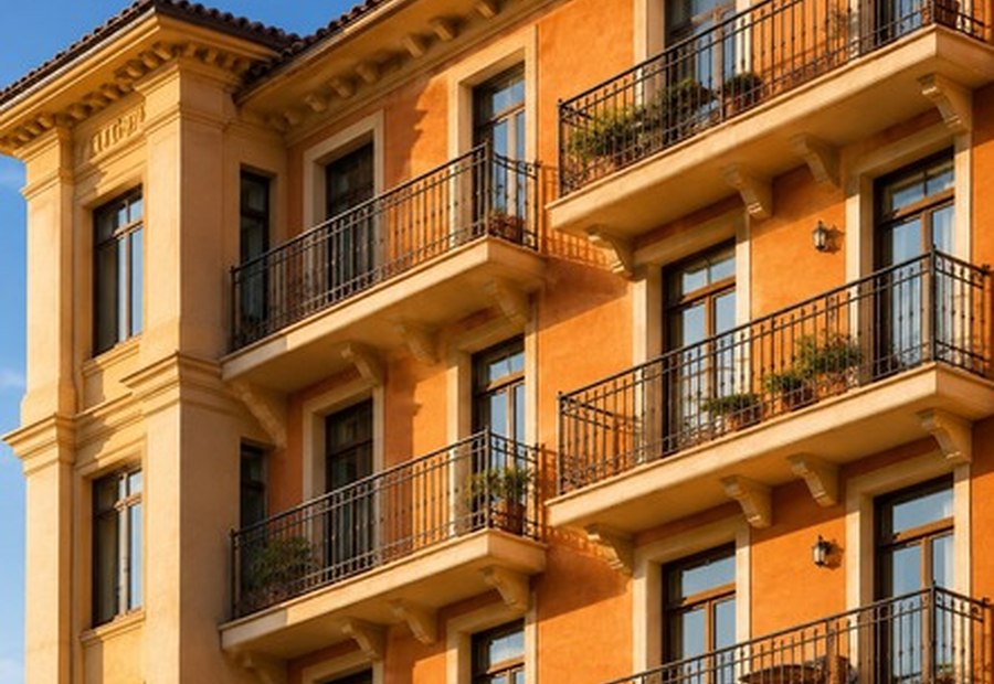Fachada rehabilitada en edificio residencial